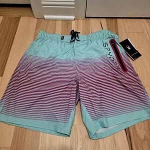 Spyder Men's Teal and Burgundy Board Shorts